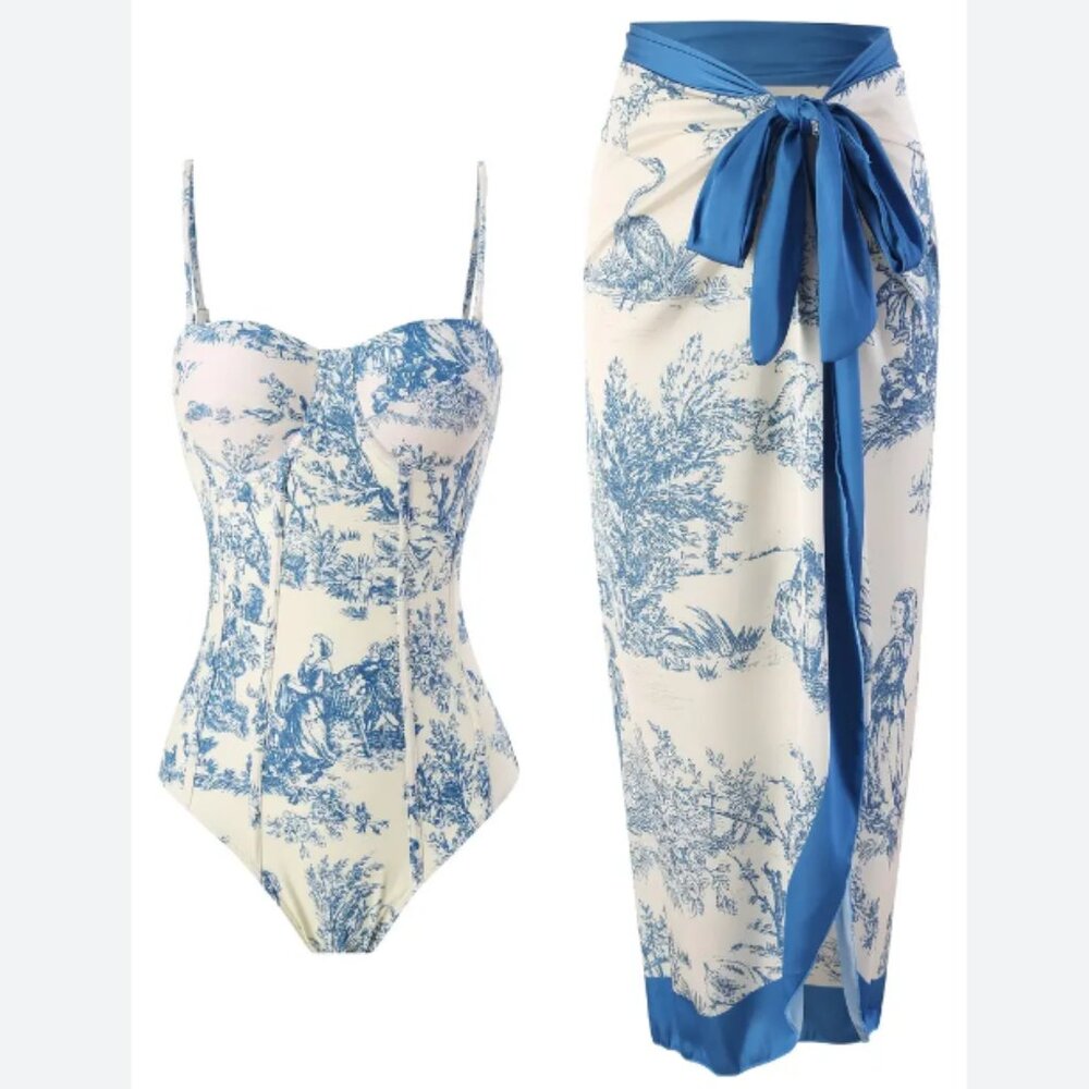 Designer-Inspired Swimsuit and Maxi Cover Up Skirt - NWOT
